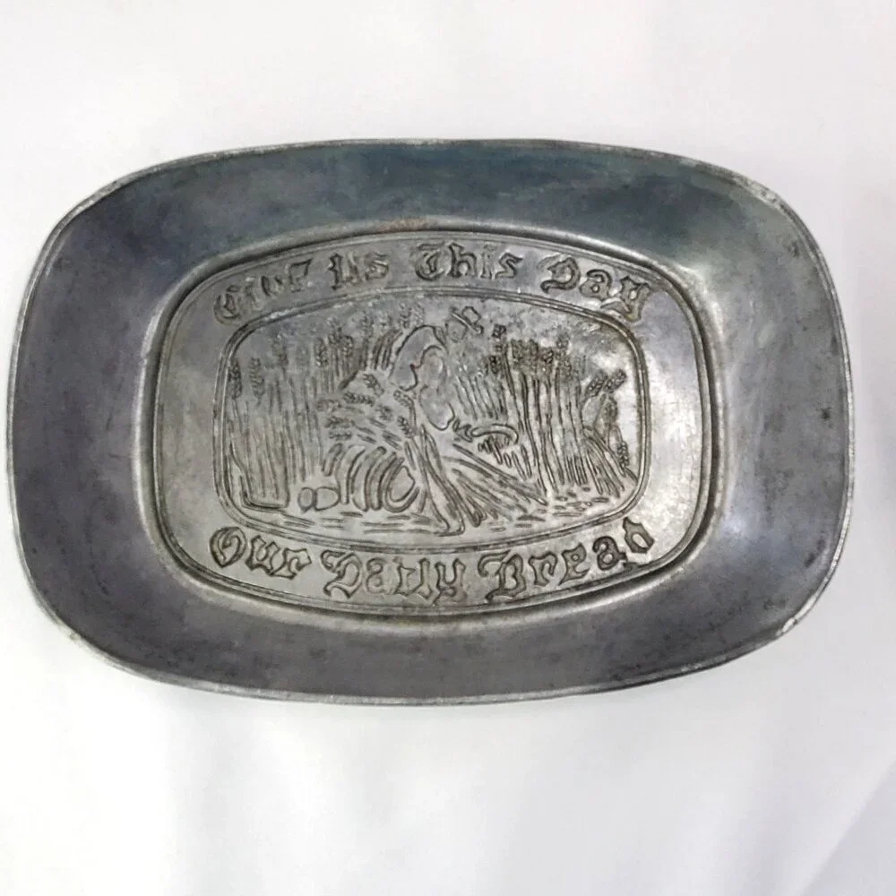 VTG Pewter Bread Tray With 